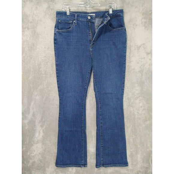 Levis 725 Jeans Womens 33 Blue Denim High Rise Bootcut Stretch Dark Wash - Picture 1 of 10